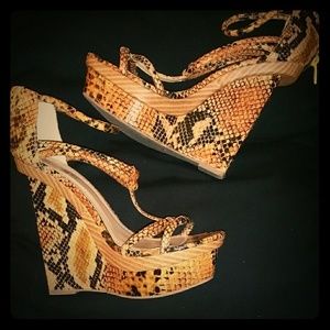 Platform Snakeprint Strappy Sandals